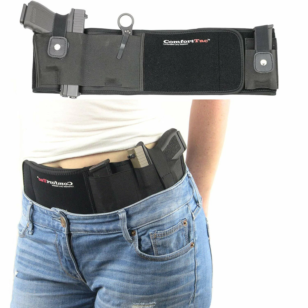 ComfortTac Ultimate Belly Band Holster(Left) for Concealed Carry, Black