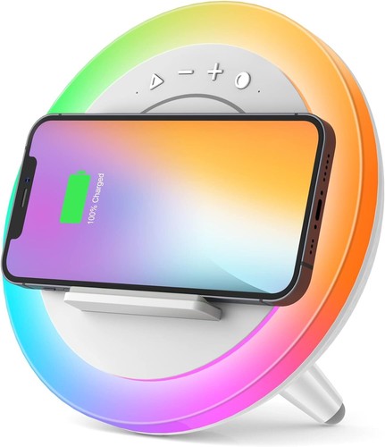 Bluetooth Speaker with Lights, Wireless Charging Speaker, Gifts Men Women