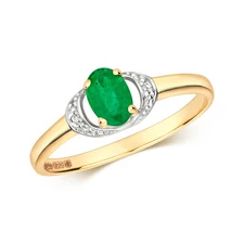 9ct Yellow Gold 0.51ct Emerald and Diamond Ring, Sizes J to Q (479)