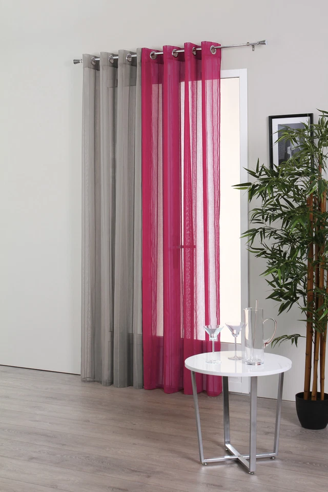 ATMOSPHERA Voilage / Rideau à rayures 140 x 240 cm Gris 8 Oeillets