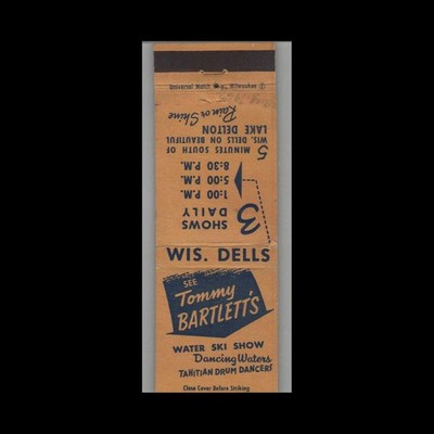 Matchbook Cover Tommy Bartlett's Water Ski Show Lake Delton, WI
