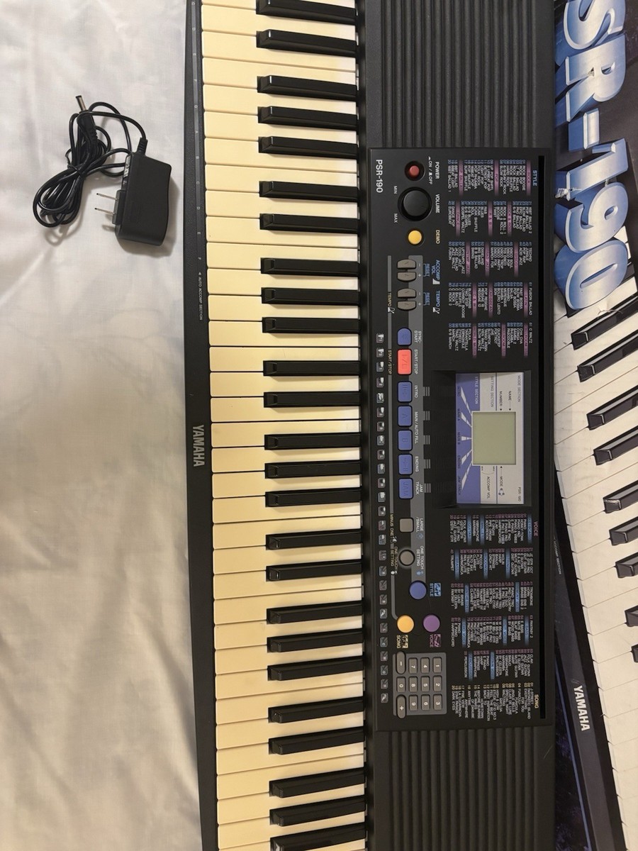 Vintage Yamaha Portatone PSR-190 Keyboard w/Box, Power Cord, +