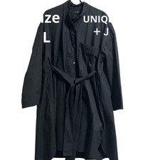 UNIQLO +J Jil Sander Shirt Dress M Black Stand Collar Used