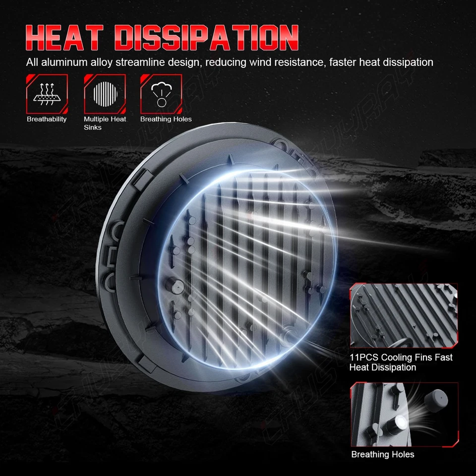 For Dodge D100 D200 D300 1968-1980 RGB 7'' LED Headlights DRL Lights Combo Pair - Image 2 of 4