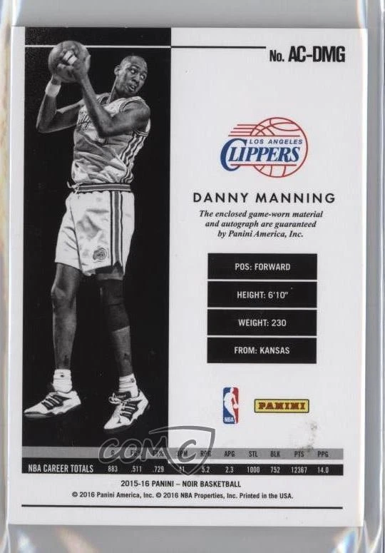 2015-16 Panini Noir Auto Prime Color /49 Danny Manning #AC-DMG Auto - Image 2 of 2