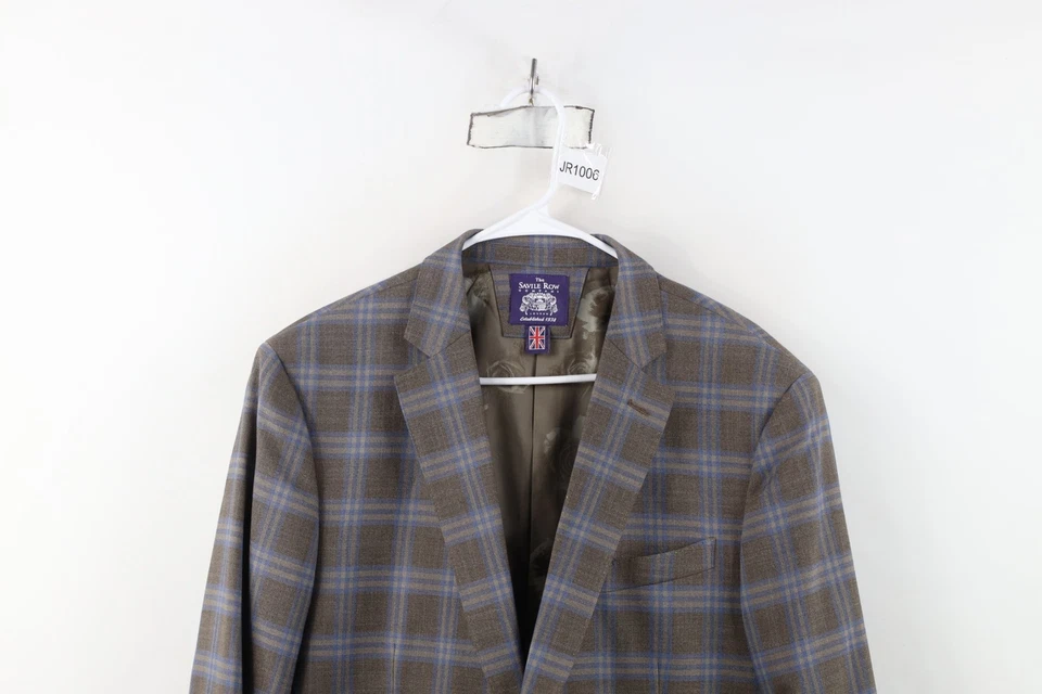 The Savile Row Mens 44L Long Mayfair Rayon Gabardine Blazer Suit Jacket Plaid - Image 2 of 4