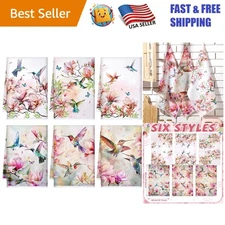 6 Pack Decorative Microfiber Kitchen Towels - Hummingbird & Sunflower 16"x24"