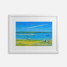 Rock 'Harbor View' Framed Acrylic Art  10 x 8" Cornwall  Original Print