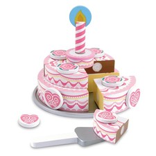 Melissa  Doug Triple-Layer Party Cake Wooden Play Food Set - Birthday Cake