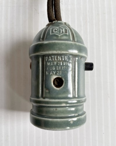 Vintage Antique Cutler Hammer C-H Porcelain Light Socket Push Button 250V 600W