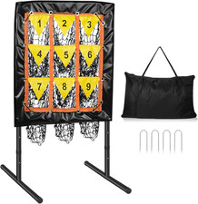9 Hole Baseball Pitching Net with Digital Label and Target Bag, Portable Height