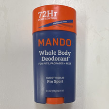 Mando Whole Body Deodorant Solid Stick Pro Sport 2.6 oz Aluminum-Free 72HR