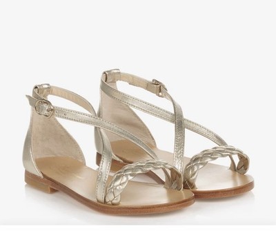 Bonpoint Girls Metallic Braided Leather Sandals EU 29 US 12 Made In Spain
