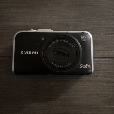 Canon PowerShot SX230 HS 12.1MP 14x GPS Digital Camera Black - Untested