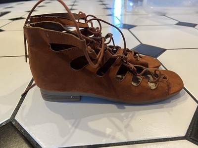 Sandals Lace Up Zip Back - size 9 - Brown/Rust Womens Fast shipping