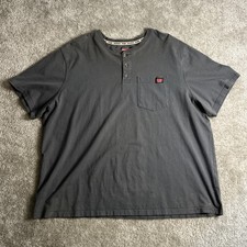 Wrangler Workwear Men's T-Shirt Black Cotton Short Sleeve Henley Button Size 2XL