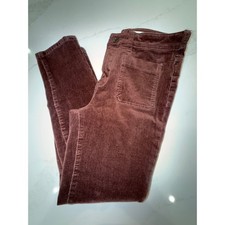 Pilcro and the Letterpress Anthropologie High Rise Skinny Corduroy Pants Plum 29
