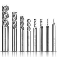 8Pcs HSS 4-Flute End Mill Set 1/16-1/2 CNC Milling Cutter Drill Bits for Metal