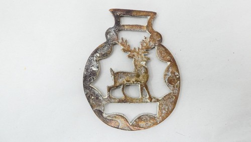 Brass Horse Brass Stag Hart Openwork Harness Ornament Oval Frame - Picture 2 of 2