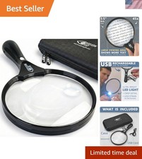 Large LED Magnifying Glass with 5.5-Inch Lens   Easy to Use for Low Vision Needs