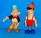 Vintage Disney 1960's Marx Pinocchio & Jiminy Cricket 6" Figures - Hong Kong