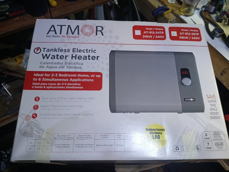 Calentador de agua eléctrico sin tanque Atmor AT91229TP gris Foto 2 de 3