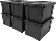 20 Gallon Heavy Duty Lockable Plastic Storage Bin Set with Lids - 6 Pack