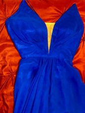 Royal Blue Betsy & Adam’s long slit dress 