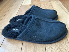 UGG Australian PEARLE Genuine leather fur slippers black Size 7US