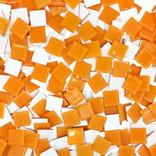 1LB Large Size Orange Mosaic Tiles for Crafts Bulk, 1Inch 12 Colors Options B...