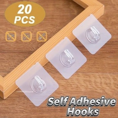10/20x Anti-Rutsch Klar Wandhaken Wiederverwendbar Stark Klebend Spurenlos Transparent*