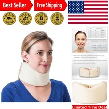Chronic Neck Pain Relief - Beige Foam Cervical Collar, Adjustable Size Small