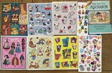 Vintage Sticker Sheet Lot Peanuts Snoopy Pooh Lion King Barbie Minnie Mouse