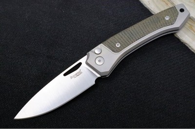 Lionsteel Twain Solid Button Lock Folder - Magnacut Steel / Gray Titanium Handle