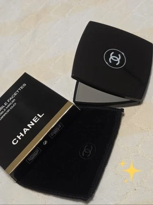 Chanel Compact Mirror Double Facettes Duo Black With Pouch - New & Boxed