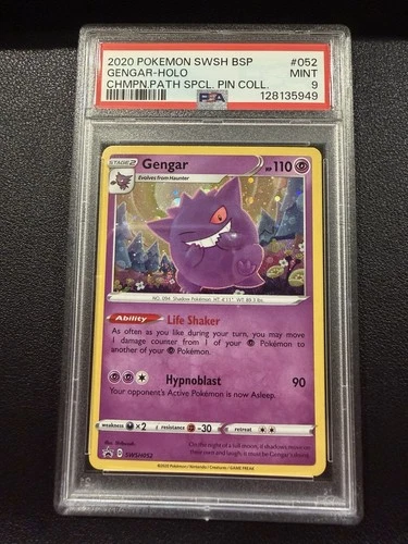 Pokemon Gengar Champion's Path Special Pin Collection Holo Promo SWSH052 PSA 9