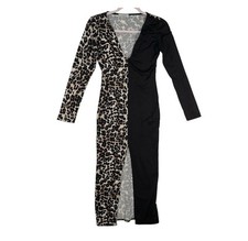 Magia USA Leopard Print Maxi Dress M Mob Luxe 2.0 Split Leg Indie Sleaze Y2K