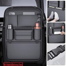 Car Seat Back Anti Kick Pad Storage Bag Leather Cover 6 Pockets Organizer Mat