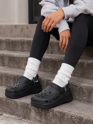Crocs Classic Mega Crush Platform Black Women's Clogs Size 8