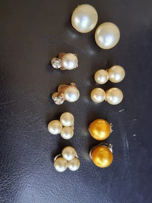 Lot de 5 paires de Clips d'Oreilles Vintage – Style Perles Nacrées - Photo 1/4