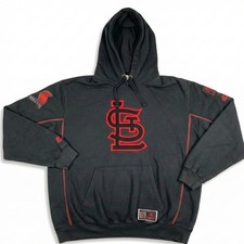 St Louis Cardinals Majestic Pullover Hoodie Black MLB Fleece Patches