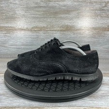 Cole Haan Women  s ZeroGrand Wingtip Oxfords Black Suede Casual Shoes Size 7 B