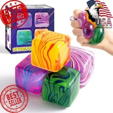 4 Pack Squishy Fidget Toys Stress Cube Bulk, Squishies Slow Rising Stress Bal...