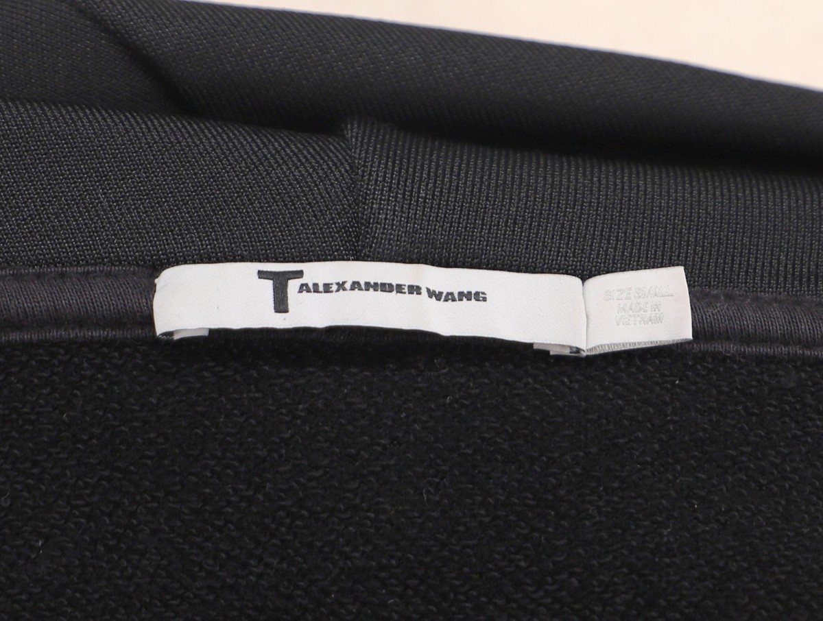 T BY ALEXANDER WANG $375 Cropped Twisted Front Black Hoodie Sweatshirt Size S View 5