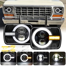 Fit for Ford F150 Bronco 1978-1986 Pair 7x6" Square LED Headlights Turn Signal