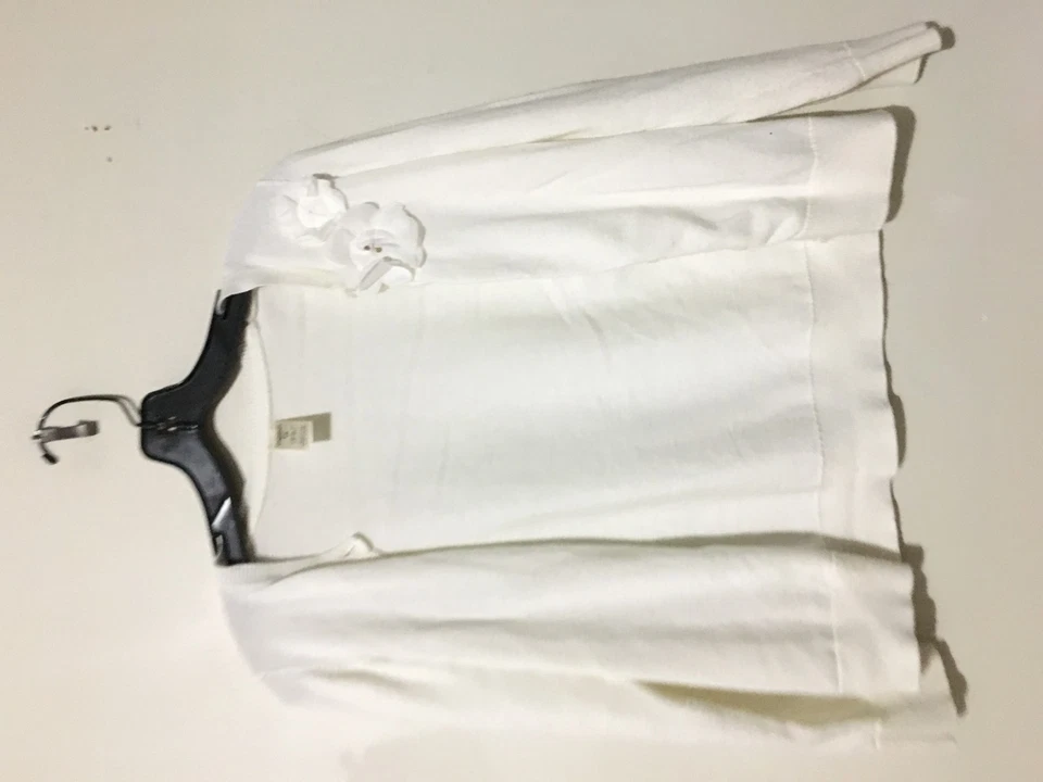 Cárdigan Oshkosh Talla 10 Crema Niñas Niños 100% Algodón Suéter Flor Top Blusa Foto 3 de 4