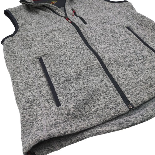 Orvis Mens Fleece vest Full Zip Gray side pockets logo drawstring Size Medium - Picture 3 of 5