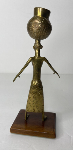 Antigua estatuilla femenina africana de bronce - Imagen 2 de 16