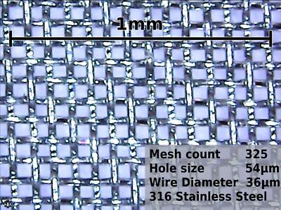 0,042 mm Loch (Maschenweite 325) Drahtgeflecht aus Edelstahl 316, Extra fein