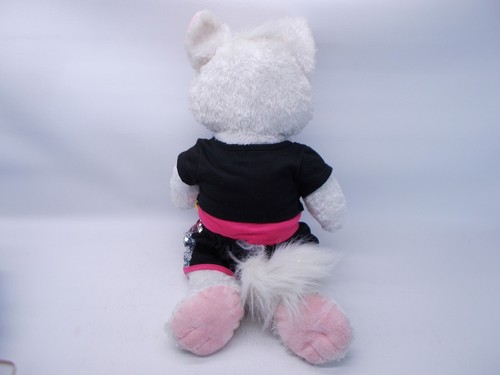 Build A Bear Cat 17" White w Sparkle Princess Outfit Black and Pink Sequins - Picture 7 of 10